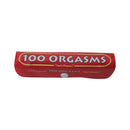 Little Genie 100 Orgasms Slimline Massager White packaging featuring playful design and tagline.