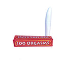 Little Genie 100 Orgasms Slimline Massager White displayed with packaging, highlighting its playful design.