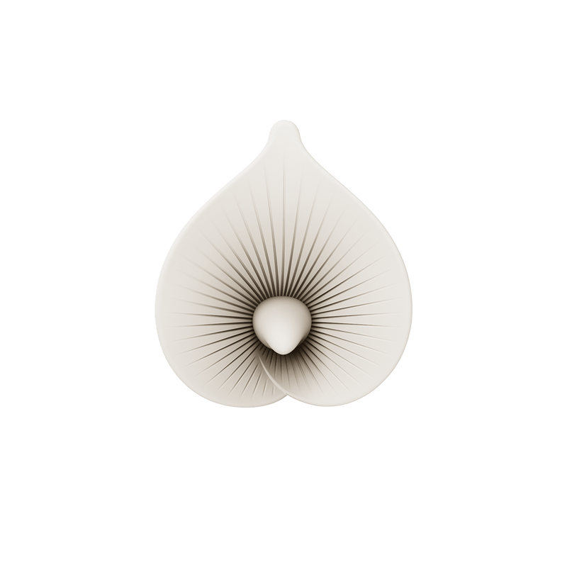 ZALO Calla Dual-Head Vibrating Wand in ivory white, designed with a petal-like tip for external stimulation.