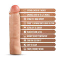 Silicone penis extender with dual density design, adds 2 inches in length, increases girth, realistic feel, travel-friendly.