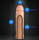 Performance Plus 3-Inch Silicone Penis Extender Dimensions – 8.5" total length, 5.75" insertable, 3" extension, 2" diameter.