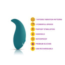 Viben Elated Pinpoint Clitoral Stimulator Ocean with 7 vibration patterns and waterproof design.