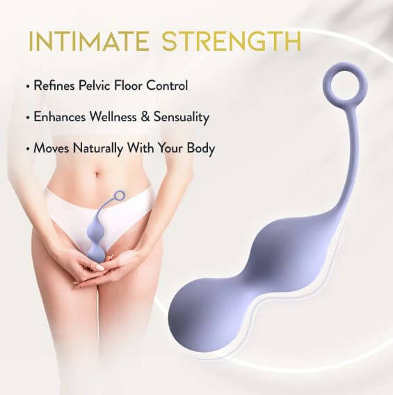 Delice Cheri Silicone Weighted Kegel Trainer Purple with features enhancing pelvic floor control and wellness.