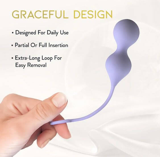 Delice Cheri Silicone Weighted Kegel Trainer Purple held in hand, showcasing its graceful design and features.