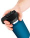 Person holding PDX PLUS Fuck Flask Private Pleaser discreet stroker in blue bottle design.