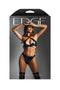 Edge Bralette & Crotchless Panty Set M/L in Croc Embossed Wetlook displayed in packaging