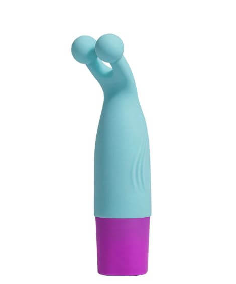 MACI Magnetic Mini Vibe in blue and purple, featuring a unique dual-ended design, waterproof and USB rechargeable for versatile use.