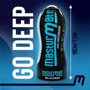 Masturmate Realistic Feel Male Stroker packaging with "Go Deep" text and size details.