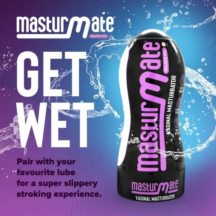 Masturmate Realistic Feel Male Stroker with Vagina Design in Mocha for an intense stroking experience.