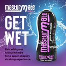 Masturmate Vaginal Masturbator in black container with text "Get Wet" and water splash, designed for realistic stroking experience.