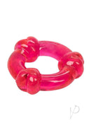 Magic C Rings Cock Rings 3 Piece Set Red stretchy support ring with raised textures for added stimulation.