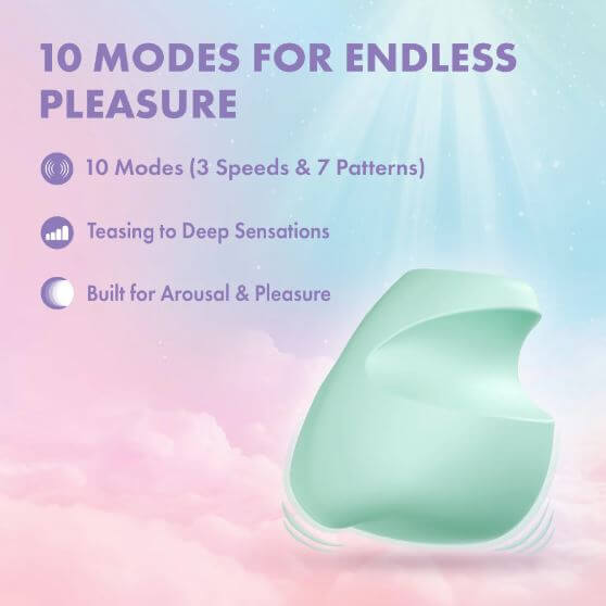 Play With Me Dream Crush Finger Stimulator Green showcasing 10 modes for endless pleasure and arousal.