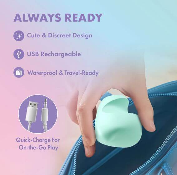 Play With Me Dream Crush Finger Stimulator Green in a cute and discreet design, USB rechargeable and waterproof.