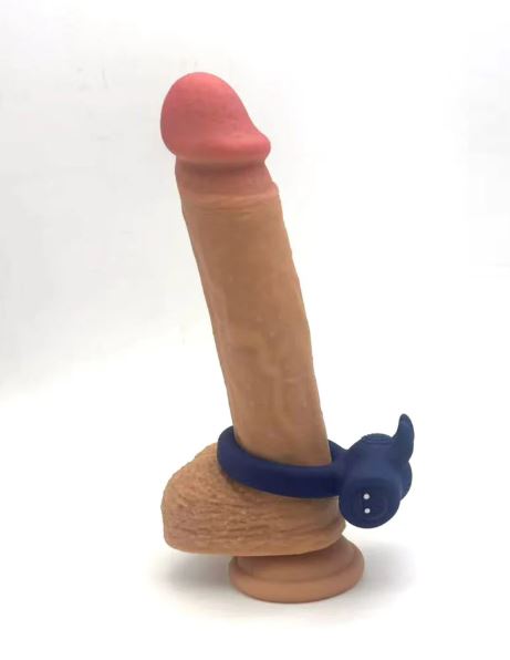 Maia Huxley Blue Liquid Silicone C Ring Jaguar on a realistic silicone penis for enhanced pleasure.