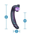 Temptasia Rattle Snake Dual Ended Vibrator Purple dimensions showing length and girth for enhanced pleasure.