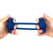 Maia Ronan Power Liquid Silicone C Ring Blue being squeezed by hands, showcasing its flexible design and texture.