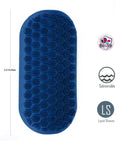 Maia Maddox Silicone Tickling Vibrator Blue soft silicone texture with submersible and liquid silicone features, measuring 3.5 inches.