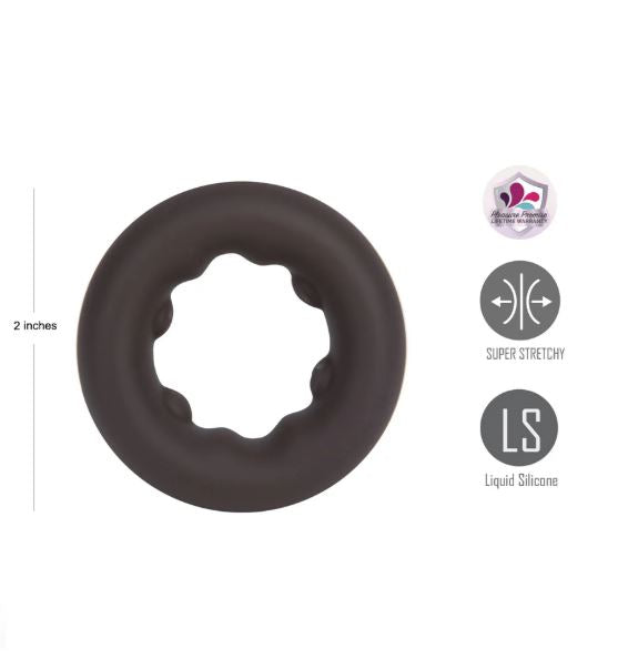 Maia Gunner Liquid Silicone C Ring Chocolate, super stretchy, durable, nubbed interior design for enhanced pleasure.