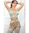 4PC LACED STRAPPY BUSTIER TOP STOCKINGS FRENCH MINT O/S-0