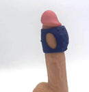 Maia Romeo Vibrating Girth Enhancer Blue on a realistic silicone model for enhanced pleasure.