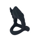 Maia Rocky Black Vibrating Penis Ring designed for enhanced pleasure and support, featuring a sleek double-ring style.