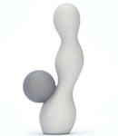 Maia Presley Rechargeable Ball Vibrator Gray standing on a white background, showcasing its unique design and flexibility.