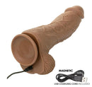 Silicone Stud Big Dick Energy Silicone Vibrating Dildo Brown with charging cord and realistic design.