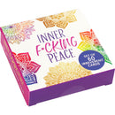 Inner Fucking Peace Cards Set of 60 box featuring colorful mandala designs and cheeky phrases.