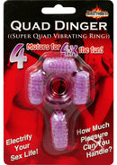 Humm Dinger Super Quad Vibrating Cock Ring Purple featuring four motors for shared pleasure and stimulation.