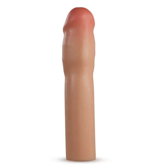 Beige silicone penis extender with realistic feel and dual density design for increased size and pleasure, Performance Plus 1.25-Inch.
