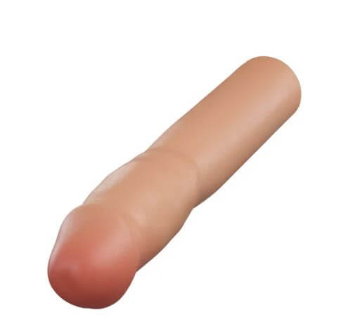 Beige Performance Plus 1.25-Inch Silicone Penis Extender for enhanced size and pleasure, realistic feel with dual density design.
