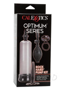 Optimum Series Rock Hard Pump Kit Black packaging including penis pump, ball spreader, and silicone probe.