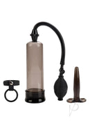Optimum Series Rock Hard Pump Kit Black featuring a pump, adjustable ball spreader, and silicone probe.