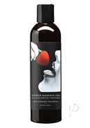Earthly Body Hemp Seed Edible Massage Oil Strawberry 8oz bottle with strawberry design, 8 FL OZ.