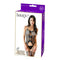 Sweetheart rhinestone bodystocking lingerie in black packaging, showcasing daring fishnet design and stunning details.