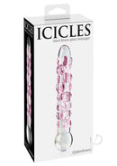 Icicles No 7 Glass Dildo 7 inch Clear Purple - elegant hand-blown glass wand with textured design