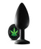 Large silicone anal plug with cannabis charm from the Chronic Collection, featuring a smooth tapered design and flared base.