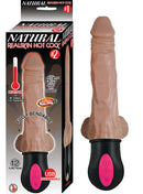 Natural Realskin Hot Cock No 2 Brown Vibrating Dildo with realistic design and heating function.