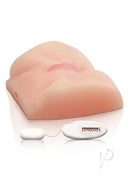 Pipedream Big-Ass Vibrating Masturbator Vanilla with remote control and lifelike dual-entry openings.