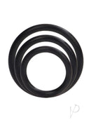 Silicone Support Cock Rings 3 Piece Set Black in three graduated sizes for a customized fit and comfort.
