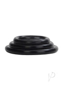 Silicone Support Cock Rings 3 Piece Set Black featuring three graduated ring sizes stacked.