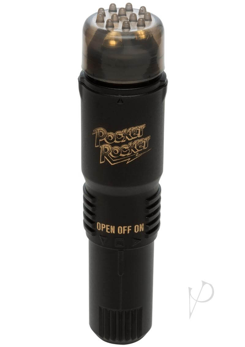 Black Pocket Rocket 4 mini massager, a powerful and compact massager with silent operation for discreet use
