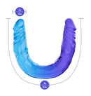 B Yours Sugar Stud Double Dildo 13.75 inches Blue showcasing its dual-ended design and dimensions.