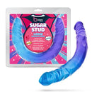 B Yours Sugar Stud Double Dildo 13.75 inches Blue packaging showcasing vibrant design and flexible double-ended toy.