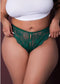 Split Crotch Panty in luxurious emerald green lace with scalloped edges and satin bow, 2XL size for a seductive look.