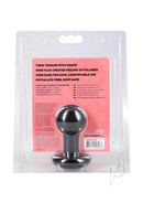 The Classic Round Butt Plug Small Black package showing its thick trailer hitch shape and safe materials.