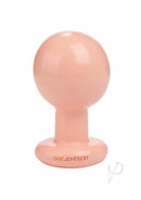 The Classic Round Butt Plug Large Vanilla by Doc Johnson, featuring a smooth spherical shape and structured form.