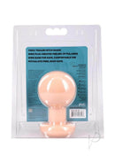 The Classic Round Butt Plug Large Vanilla in packaging with safety features and smooth design.