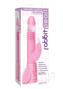 Thrusting Rabbit Pearl Vibrator with Remote Control Pink packaging showcasing features and remote control.