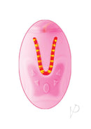 Thrusting Rabbit Pearl Vibrator with Remote Control Pink remote control design with buttons and vibrant colors.